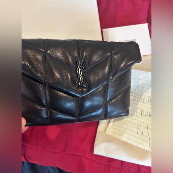 BNIB YSL 🖤 Lambskin Monogram Loulou Puffer Pouch Clutch Black w/ Black HDW - Picture 3 of 7